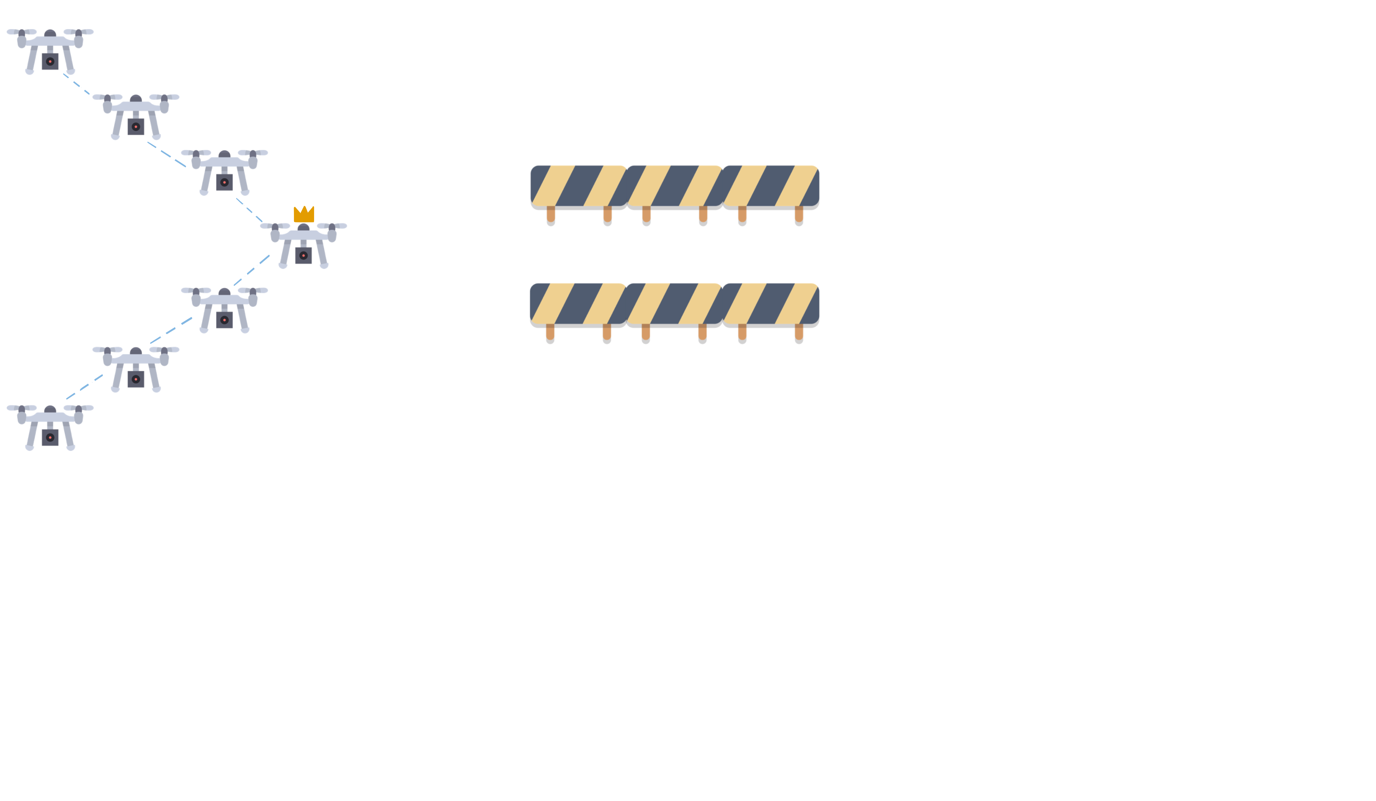 Drones avoiding obstacle while keeping formation