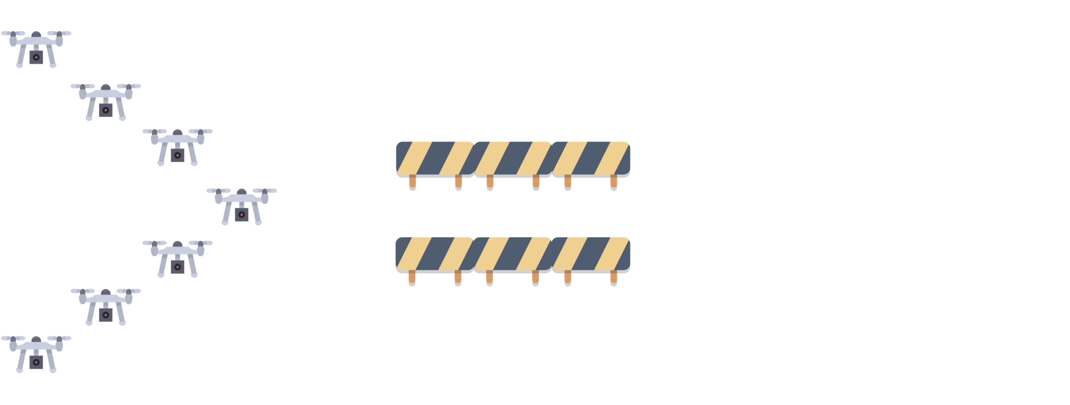 Drones avoiding an obstacle